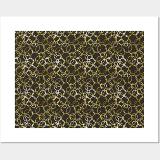 Black and Gold Rings Abstract Pattern Posters and Art